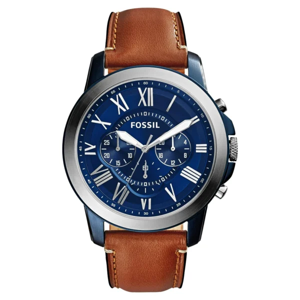 Fossil Men's Grant Chronograph, Stainless Steel Watch - Blue/Brown